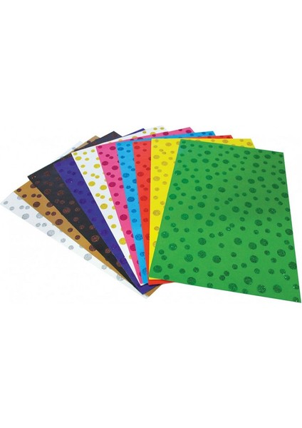 50x70 cm Nokta Desenli Simli Kağıt 10 Renk 10 Adet