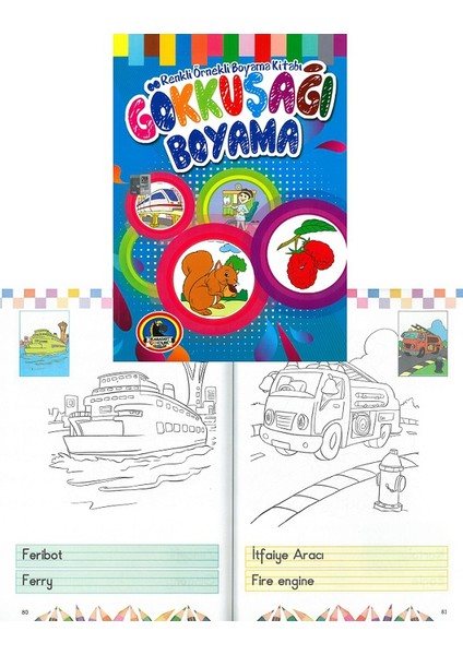 Renkli Örnekli Gökkuşağı Boyama Kitabı Kalın