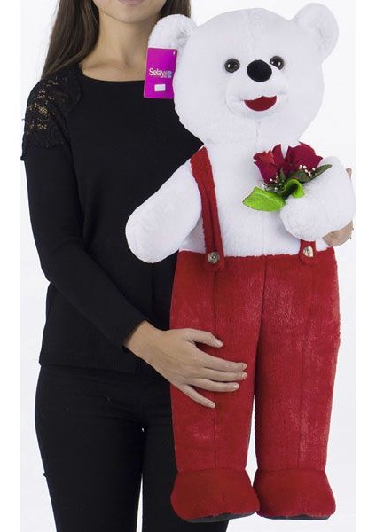 Ayakta Tulumlu Ayı 75 cm Kırmızı