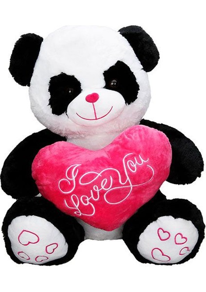 Pelüş Panda Oturan Kalpli 50 cm Jnh 1027Sun