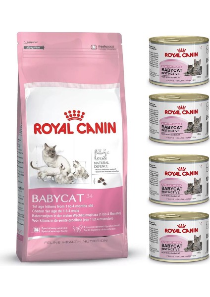 Mother&Baby Cat 34 Anne Ve Yavru Kedi Mamasi 4 Kg 4 Adet Royal Canin BabyCat Instinctive Yavru Kedi Konservesi 195 Gr Hediye