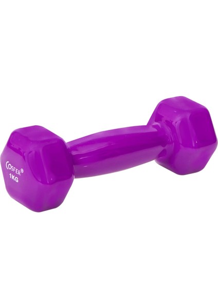 Csf908205 Cosfer 1 Kg Pvc Kaplı İçi Demir Dambıl Mor