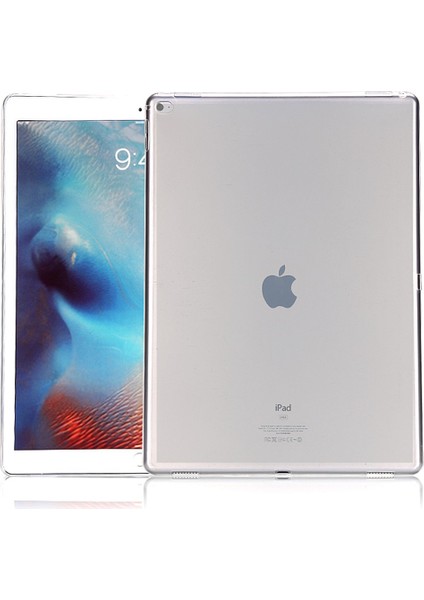 Apple iPad 9.7 İnç 2017 Soft Tpu Elastik Silikon Kılıf Ve Cam Koruma