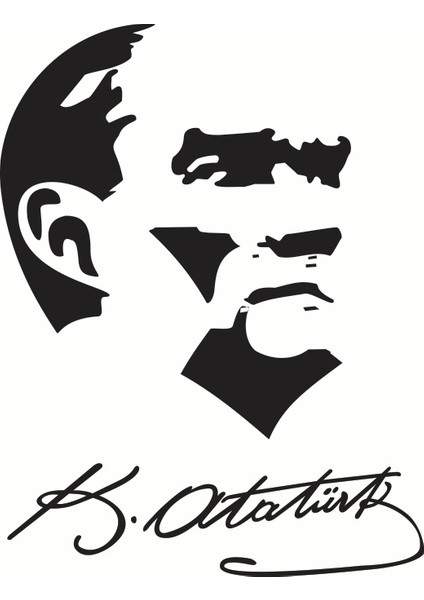 Atatürk Silüeti + İmza - Oto Sticker