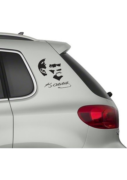 Atatürk Silüeti + İmza - Oto Sticker modelleri