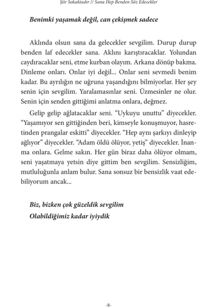 Şiir Sokaktadır Sana Hep Benden Söz Edecekler