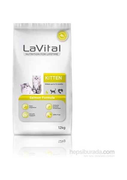 La Vital Cat Kitten Salmon Somonlu Yavru Kedi Maması 12 Kg