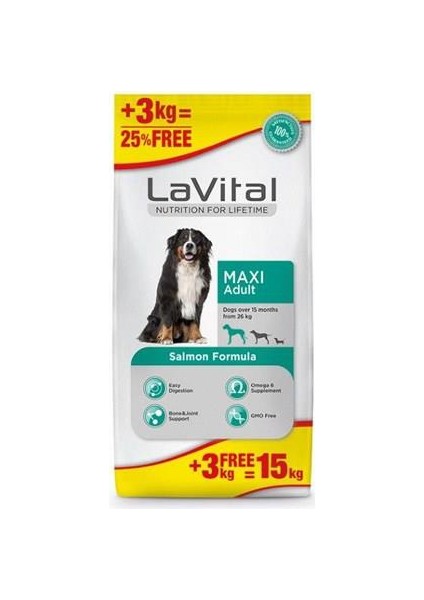 Lavital Maxi Adult Salmon Formula 12+3 Bedava