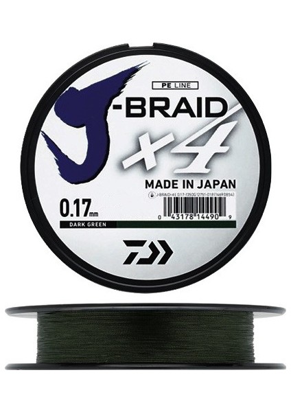 J-Braid 4 Kat 270Mt Koyu Yeşil Örgü İp Misina # 0,15 Mm