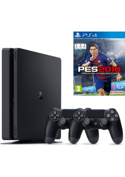 PS4 Slim 500 GB Oyun Konsolu İthalatçı Garantili 2 Kol ile PES 2018 Oyun Paketi