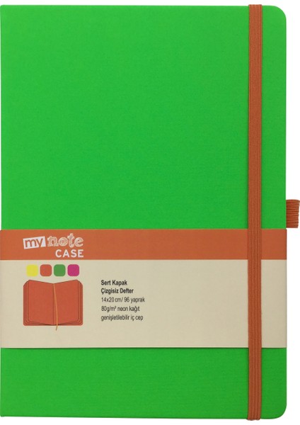 My Note Case Turuncu 96 Yaprak Neon Yeşil Çizgisiz Defter Myn127