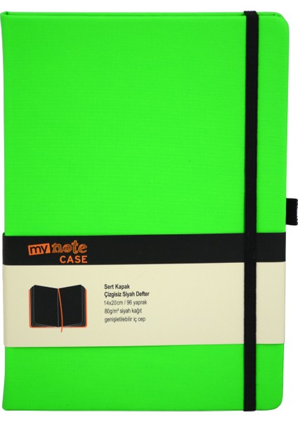 My Note Case Siyah 96 Yaprak Neon Yeşil Çizgisiz Defter Myn126