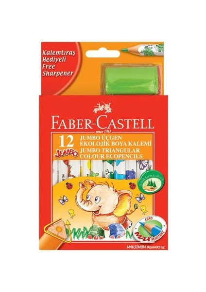 Faber-Castelll Jumbo Kuru Boya Üçgen Beyaz 12 Li