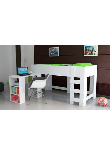 EvModüler Mare Çocuk OdasıTekli Ranza + Masa 008-01 Beyaz