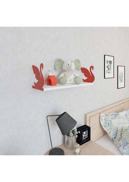 Kuğu Raf ve Kitaplık Seti 20X60 Kırmızı-P.Beyaz