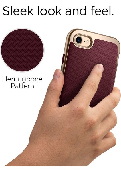 Apple iPhone SE (2022 / 2020) / iPhone 8 / iPhone 7 Kılıf Neo Hybrid Herringbone Burgundy - 054CS22198