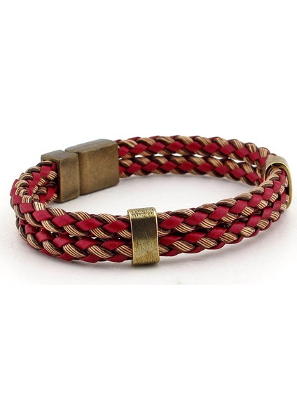 Bordo Kahverengi İki Sıralı Örgülü Erkek Bileklik Bt365 fiyatları