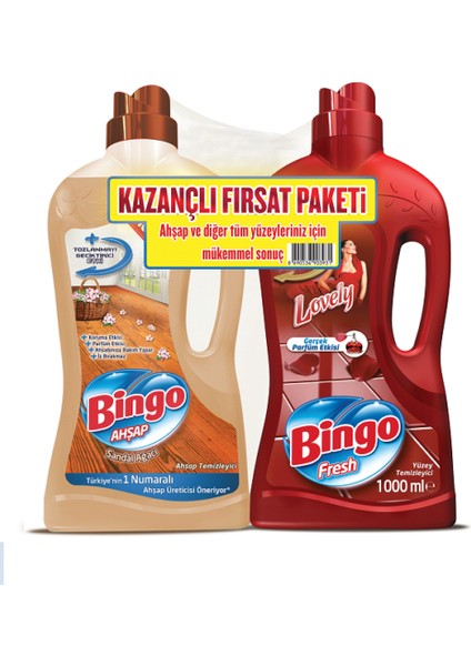 Ahşap Sandal Ağacı 1L + Bingo Fresh Lovely Yüzey Temizleyici 1L Kazançlı Fırsat Paketi