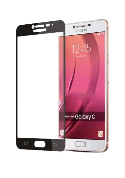 Samsung Galaxy C5 Çerçeveli Tempered Glass Cam Koruma