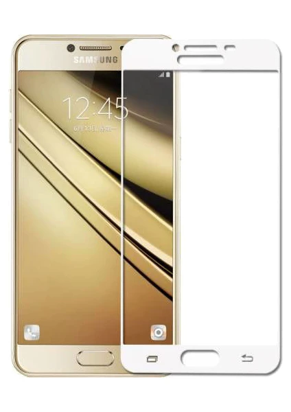 Samsung Galaxy C5 Çerçeveli Tempered Glass Cam Koruma