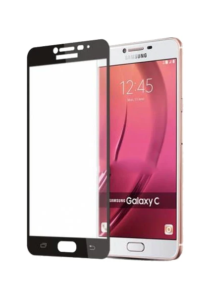 Samsung Galaxy C7 Çerçeveli Tempered Glass Cam Koruma