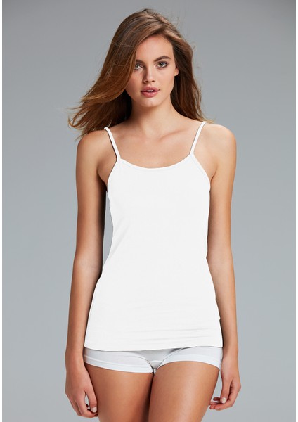 Essential 4019 Bayan Askılı Battal Atlet Beyaz