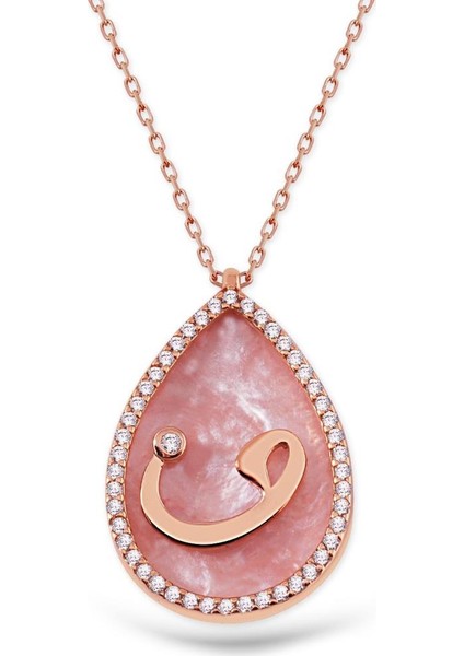 Gümüş Zirkon Taşlı Vav Kolye Sevgiliye Özel