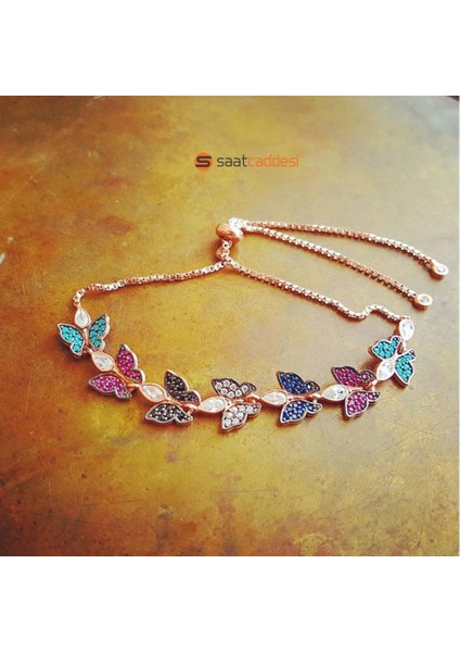 925 Ayar Gümüş Renkli Kelebek Model Ayarlanabilir Bileklik