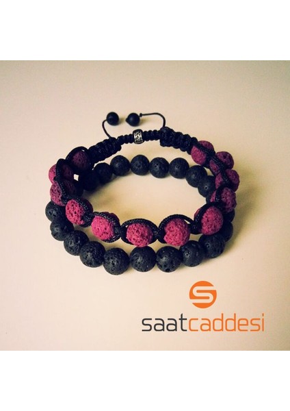 Mor Lav Doğal Taş Bileklik Seti