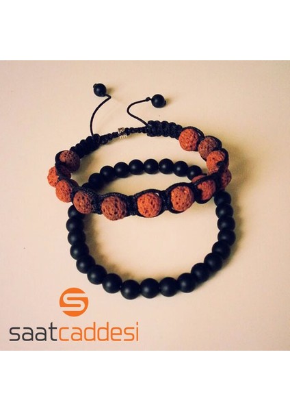 Kahverengi Lav Ve Oniks Bileklik Set