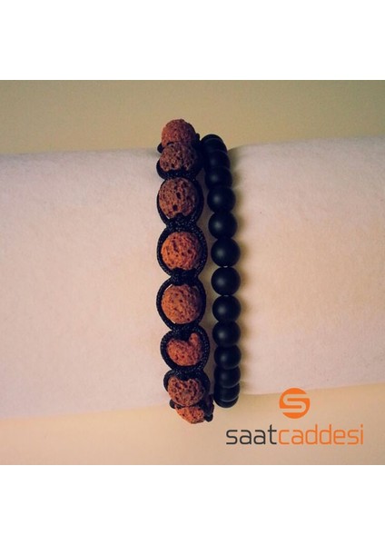 Kahverengi Lav Ve Oniks Bileklik Set modelleri