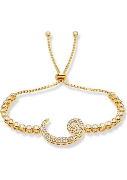 925 Ayar Gümüş Sarı Kaplama Vav Bileklik