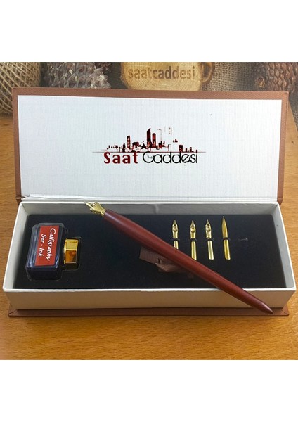 Alman Menşeili Steel Pen Ahşap Divit Kalem Seti