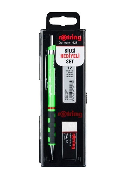 Tikky Okul Seti 0.7 mm Neon Yeşil Versatil Kalem + Silgi + Uç