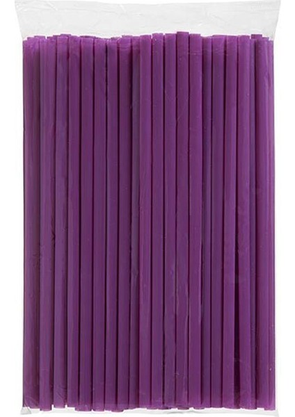 Plastik Mor Renk Pipet 100 Adet
