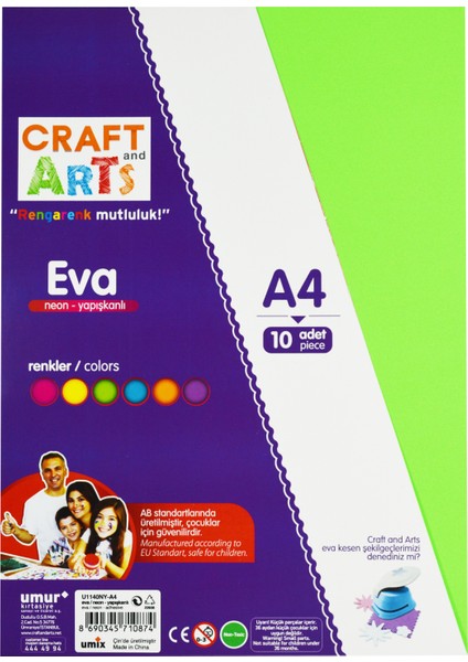 Craft And Arts Eva A4 Neon Yapışkanlı 10'lu