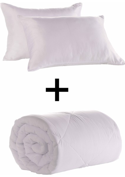 Silikon Yorgan+Yastık Seti Çift Kişilik Beyaz