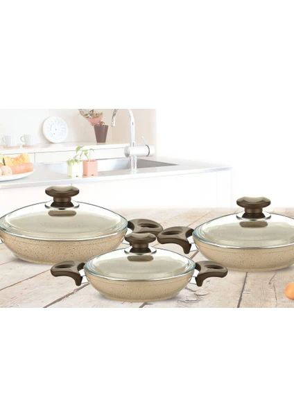 Safran Granit Sahan Set 18-20-22 Cm