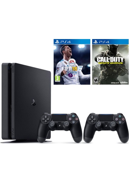 Ps4 Slim 500Gb Oyun Konsolu + 2. Ps4 Kol + Ps4 Fifa 18 + Ps4 C.O.D. Infınıte Warfare ( İthalatçı Garantili )