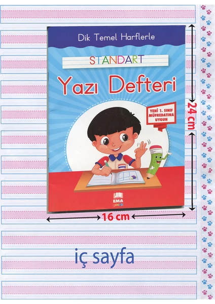 Dik Temel Harflerle Standart Yazı Defter