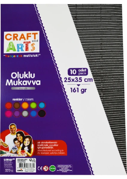 Craft And Arts Oluklu Mukavva Metalik 25X35 10'Lu Karışık Poşet