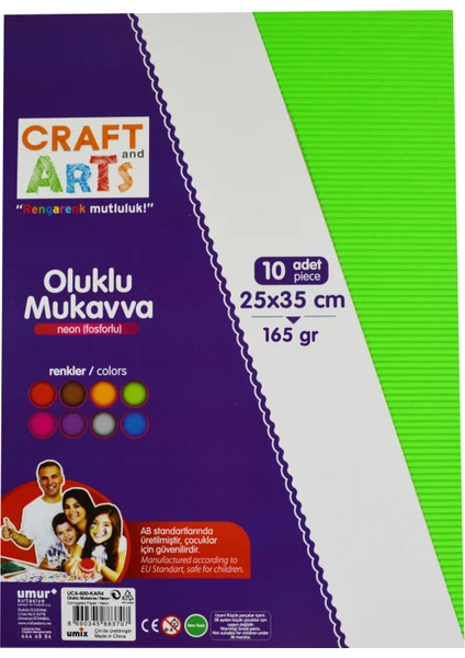 Craft And Arts Oluklu Mukavva Fosforlu 25X35 10'Lu Karışık Poşet