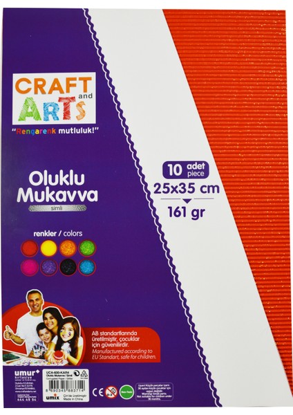 Craft And Arts Oluklu Mukavva Simli 25X35 10'Lu Karışık Poşet