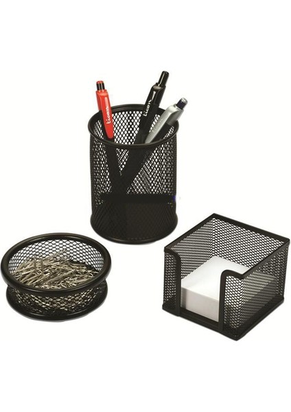 Masaüstü 3 Lü Set Kalemlik - Not Kağıtlık - Ataçlık 5521