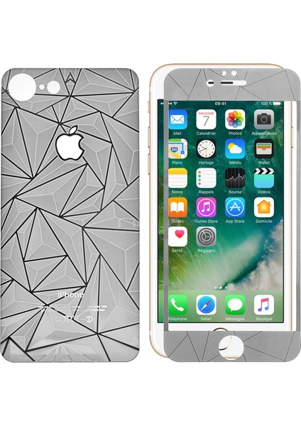 Sonmodashop Apple iPhone 7 Ön Arka 3D Gümüş Ekran Koruyucu