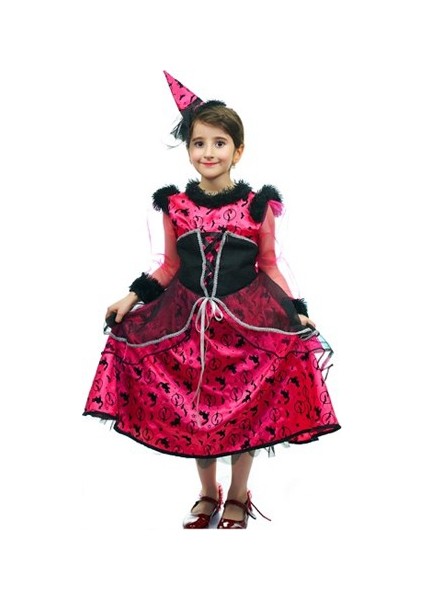 Parıltılı Cadı Kostümü Pembe (7 - 9 Yaş)