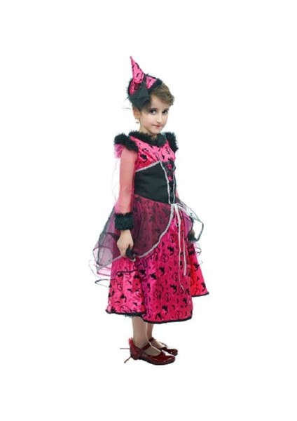 Parıltılı Cadı Kostümü Pembe (7 - 9 Yaş)