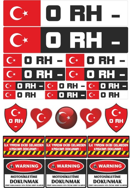 O RH Negatif Motosiklet Sticker Seti