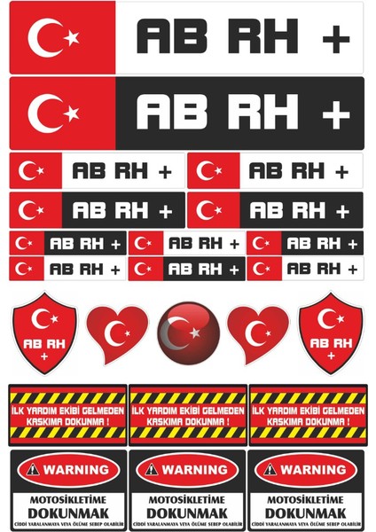 AB RH Pozitif Motosiklet Sticker Seti