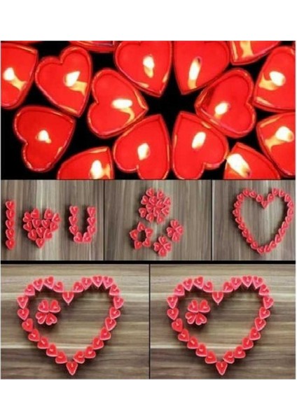 50 Adet Kalp Şeklinde Tealight Mum